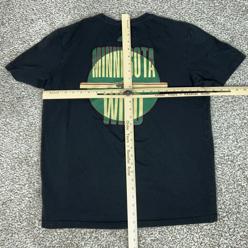 Minnesota Wild Shirt Mens Large Black NHL Hockey Adidas Graphic Tee Short Sleeve
